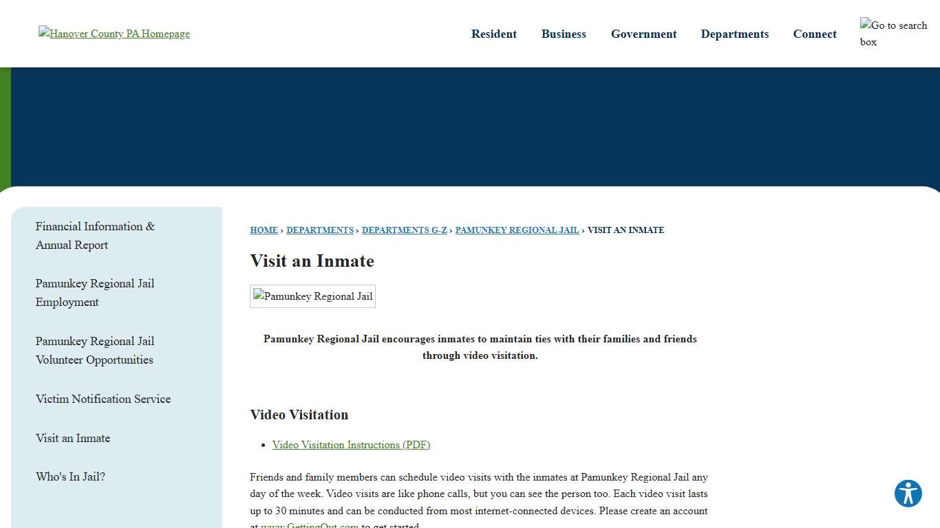 Visit an Inmate | Hanover County, VA