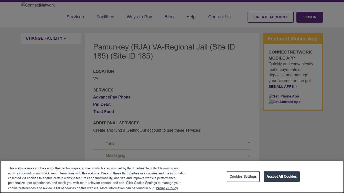 Pamunkey (RJA) VA-Regional Jail (Site ID 185) | ConnectNetwork